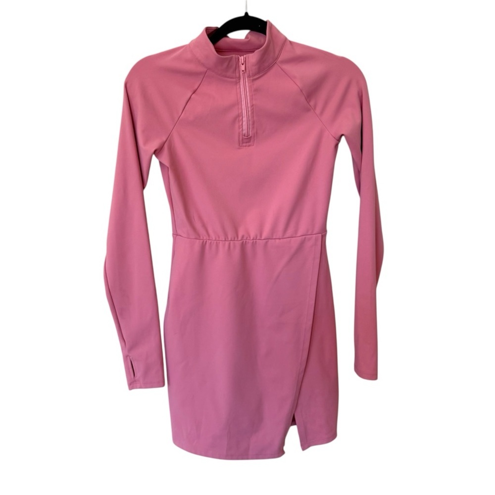 Pink Athletic Half Zip Long Sleeve Dress Size Small